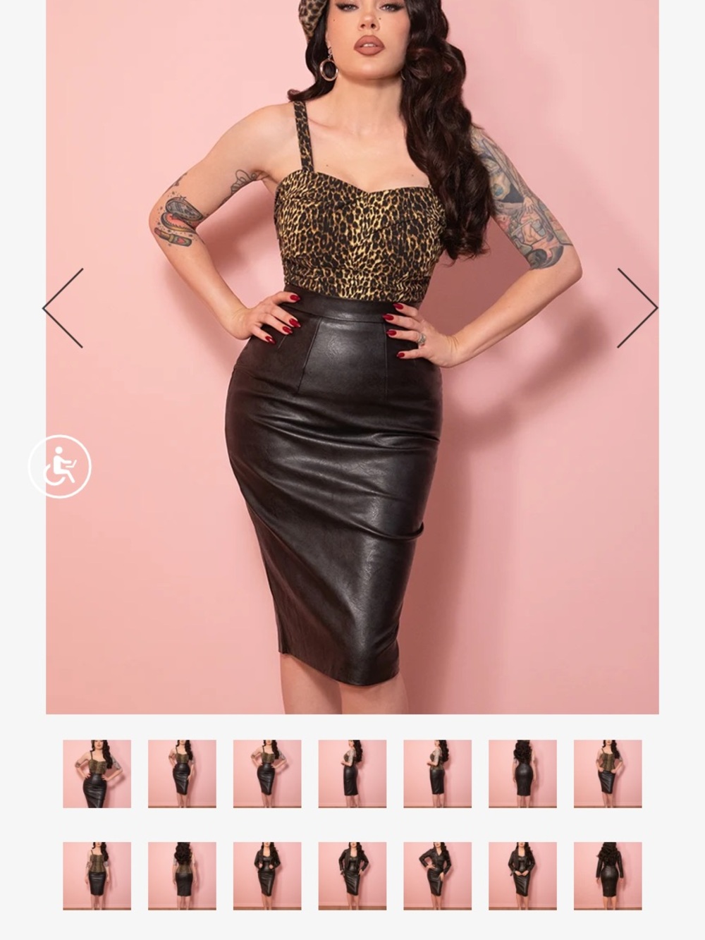 NWT Vixen by Micheline Pitt  BAD GIRL PENCIL SKIRT IN BLACK VEGAN LEATHER